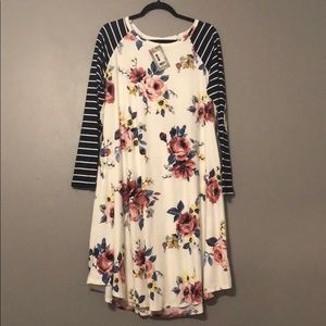 Ivory Floral Baseball Tee Dress